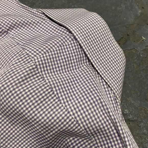 TOM FORD Lavender White Cotton Micro Gingham Button Up Shirt - Picture 5 of 9